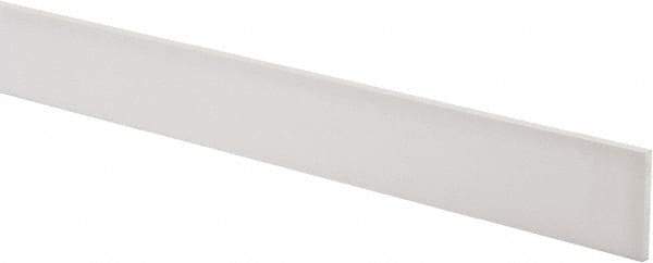 Made in USA - 3 Ft. Long x 1-1/2 Inch Wide x 1/8 Inch High, Virgin PTFE, Rectangular Plastic Bar - White, +/- 0.060 Tolerance - Industrial Tool & Supply