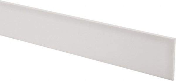 Made in USA - 3 Ft. Long x 2 Inch Wide x 1/8 Inch High, Virgin PTFE, Rectangular Plastic Bar - White, +/- 0.060 Tolerance - Industrial Tool & Supply