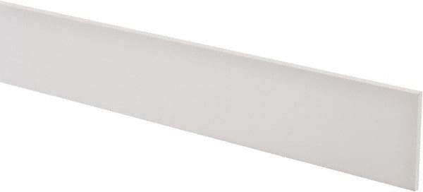 Made in USA - 4 Ft. Long x 2 Inch Wide x 1/8 Inch High, Virgin PTFE, Rectangular Plastic Bar - White, +/- 0.060 Tolerance - Industrial Tool & Supply