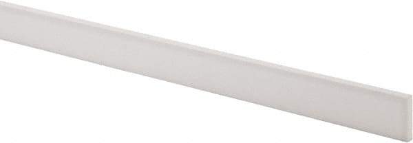 Made in USA - 2 Ft. Long x 1 Inch Wide x 3/16 Inch High, Virgin PTFE, Rectangular Plastic Bar - White, +/- 0.060 Tolerance - Industrial Tool & Supply