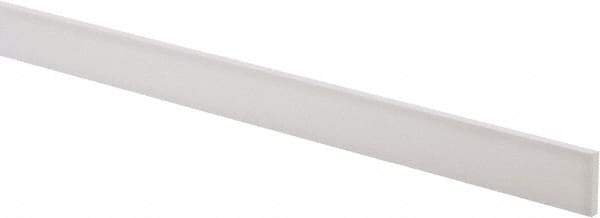 Made in USA - 3 Ft. Long x 1 Inch Wide x 3/16 Inch High, Virgin PTFE, Rectangular Plastic Bar - White, +/- 0.060 Tolerance - Industrial Tool & Supply