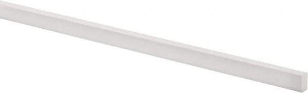Made in USA - 3 Ft. Long x 1/2 Inch Wide x 1/4 Inch High, Virgin PTFE, Rectangular Plastic Bar - White, +/- 0.060 Tolerance - Industrial Tool & Supply