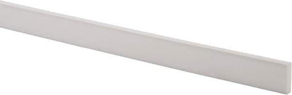 Made in USA - 2 Ft. Long x 1 Inch Wide x 1/4 Inch High, Virgin PTFE, Rectangular Plastic Bar - White, +/- 0.060 Tolerance - Industrial Tool & Supply