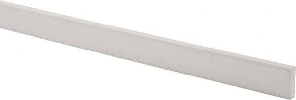 Made in USA - 3 Ft. Long x 1 Inch Wide x 1/4 Inch High, Virgin PTFE, Rectangular Plastic Bar - White, +/- 0.060 Tolerance - Industrial Tool & Supply
