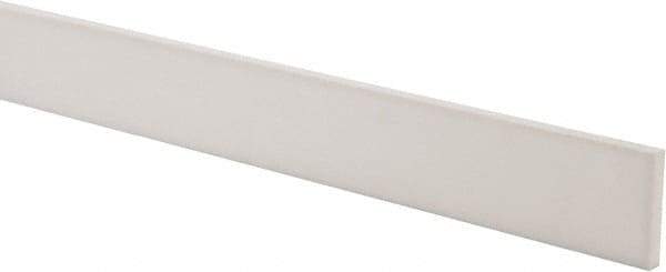Made in USA - 2 Ft. Long x 1-1/2 Inch Wide x 1/4 Inch High, Virgin PTFE, Rectangular Plastic Bar - White, +/- 0.060 Tolerance - Industrial Tool & Supply