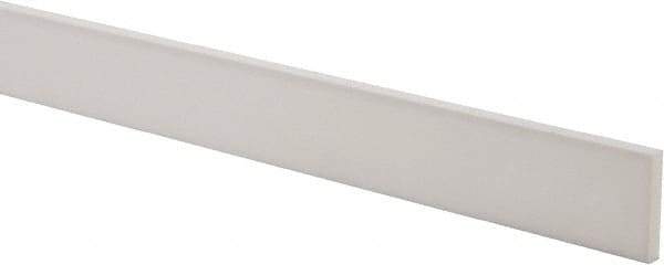 Made in USA - 3 Ft. Long x 1-1/2 Inch Wide x 1/4 Inch High, Virgin PTFE, Rectangular Plastic Bar - White, +/- 0.060 Tolerance - Industrial Tool & Supply