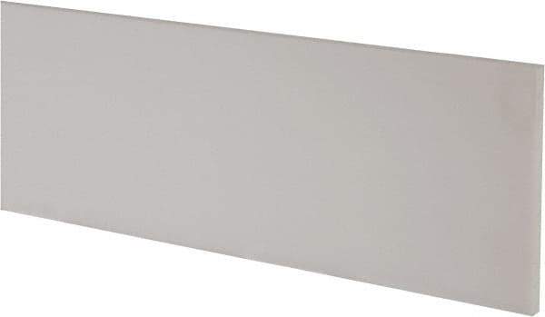 Made in USA - 3 Ft. Long x 4 Inch Wide x 1/4 Inch High, Virgin PTFE, Rectangular Plastic Bar - White, +/- 0.060 Tolerance - Industrial Tool & Supply
