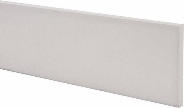 Made in USA - 1 Ft. Long x 4 Inch Wide x 3/8 Inch High, Virgin PTFE, Rectangular Plastic Bar - White, +/- 0.060 Tolerance - Industrial Tool & Supply