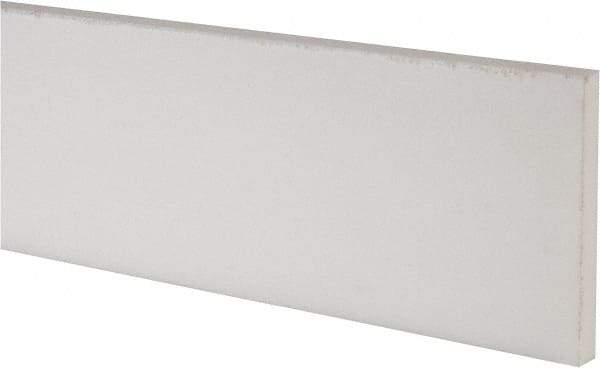 Made in USA - 4 Ft. Long x 4 Inch Wide x 1/2 Inch High, Virgin PTFE, Rectangular Plastic Bar - White, +/- 0.060 Tolerance - Industrial Tool & Supply