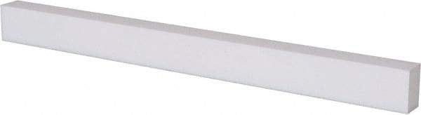 Made in USA - 4 Ft. Long x 2 Inch Wide x 1/2 Inch High, Virgin PTFE, Rectangular Plastic Bar - White, +/- 0.060 Tolerance - Industrial Tool & Supply