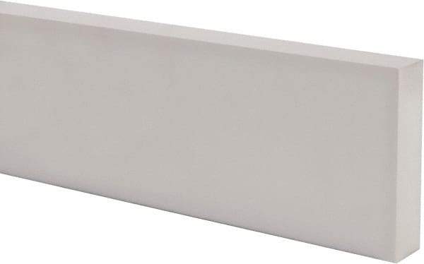 Made in USA - 1 Ft. Long x 4 Inch Wide x 1 Inch High, Virgin PTFE, Rectangular Plastic Bar - White, +/- 0.060 Tolerance - Industrial Tool & Supply