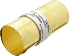 Made in USA - 5 Ft. Long x 6 Inch Wide x 0.002 Inch Thick, Roll Shim Stock - Brass - Industrial Tool & Supply
