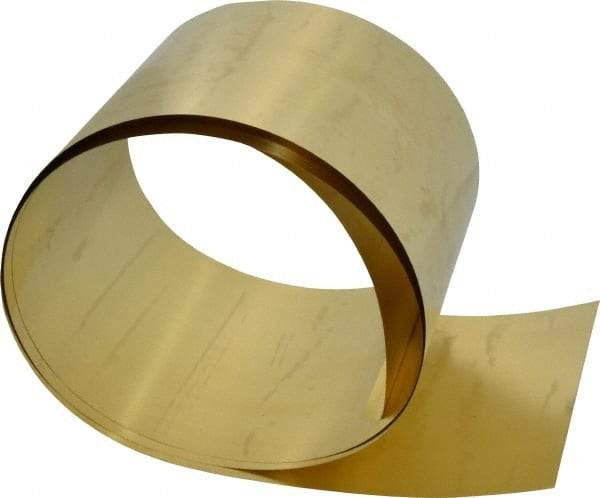 Made in USA - 5 Ft. Long x 6 Inch Wide x 0.005 Inch Thick, Roll Shim Stock - Brass - Industrial Tool & Supply