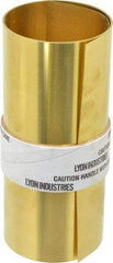 Made in USA - 5 Ft. Long x 6 Inch Wide x 0.007 Inch Thick, Roll Shim Stock - Brass - Industrial Tool & Supply