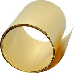 Made in USA - 5 Ft. Long x 6 Inch Wide x 0.01 Inch Thick, Roll Shim Stock - Brass - Industrial Tool & Supply