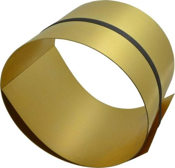 Made in USA - 5 Ft. Long x 6 Inch Wide x 0.02 Inch Thick, Roll Shim Stock - Brass - Industrial Tool & Supply