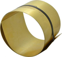 Made in USA - 5 Ft. Long x 6 Inch Wide x 0.025 Inch Thick, Roll Shim Stock - Brass - Industrial Tool & Supply