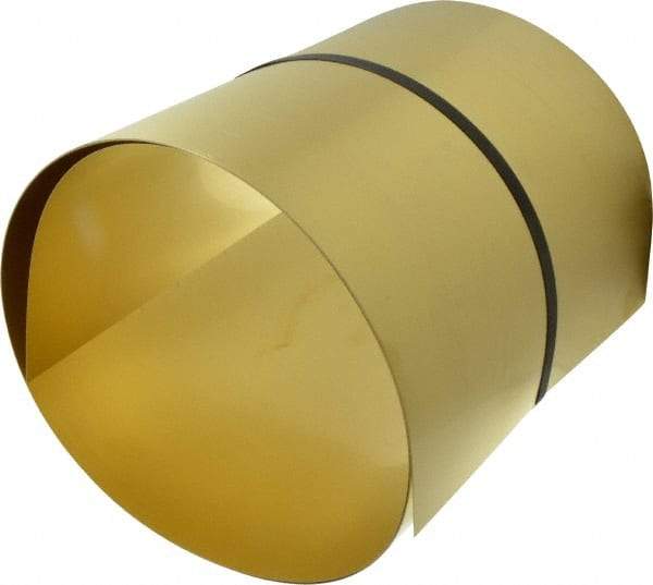 Made in USA - 10 Ft. Long x 12 Inch Wide x 0.015 Inch Thick, Roll Shim Stock - Brass - Industrial Tool & Supply