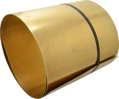 Made in USA - 10 Ft. Long x 12 Inch Wide x 0.02 Inch Thick, Roll Shim Stock - Brass - Industrial Tool & Supply