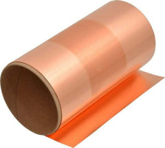 Made in USA - 100 Inch Long x 6 Inch Wide x 0.002 Inch Thick, Roll Shim Stock - Copper - Industrial Tool & Supply