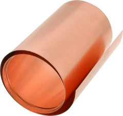 Made in USA - 100 Inch Long x 6 Inch Wide x 0.008 Inch Thick, Roll Shim Stock - Copper - Industrial Tool & Supply