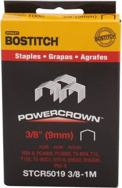 Stanley Bostitch - 3/8" Long x 7/16" Wide, 18 Gauge Crowned Construction Staple - Steel, Chisel Point - Industrial Tool & Supply