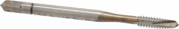 Balax - #6-32 UNC, 3 Flute, Bright Finish, Powdered Metal Spiral Point Tap - Plug Chamfer, Right Hand Thread, 2" OAL, 0.48" Thread Length, 0.141" Shank Diam, 2B Class of Fit, Series BX100 - Exact Industrial Supply