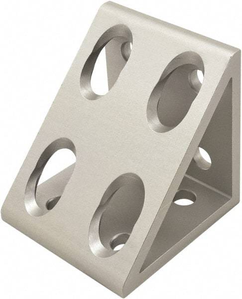 80/20 Inc. - 50mm Wide, Open Shelving 8 Hole Inside Corner Gusset - Aluminum, Clear Anodized Finish, 47mm Long, Use with 25 Series & Bolt Kit 75-3404 - Industrial Tool & Supply