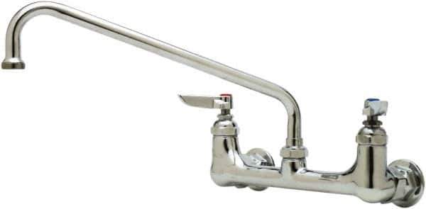 T&S Brass - Wall Mount, Kitchen Faucet without Spray - Swivel Base Faucet, Lever Handle, Low Spout, No Drain - Industrial Tool & Supply