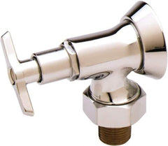 T&S Brass - Flange 1/2 Inlet, 125 Max psi, Chrome Plated, Chrome Plated Loose Key Stop - 1/2 NPT Outlet, Angle, Chrome Handle - Industrial Tool & Supply