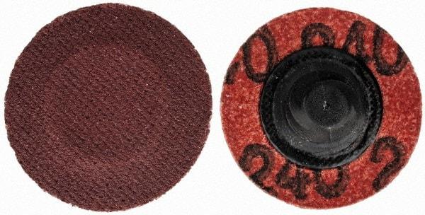 Merit Abrasives - 1" Disc Diam, 240 Grit, Aluminum Oxide Quick Change Disc - Type R Attaching System, Coated, Brown, 40,000 RPM, ALO Series - Industrial Tool & Supply