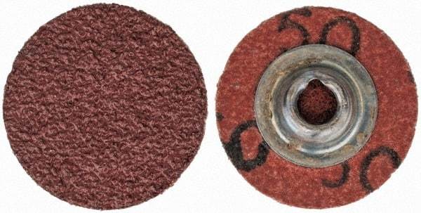 Merit Abrasives - 1" Disc Diam, 50 Grit, Aluminum Oxide Quick Change Disc - Type S Attaching System, Coated, Brown, 40,000 RPM, ALO Series - Industrial Tool & Supply