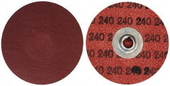 Merit Abrasives - 3" Disc Diam, 240 Grit, Aluminum Oxide Quick Change Disc - Type S Attaching System, Coated, Brown, 20,000 RPM, ALO Series - Industrial Tool & Supply