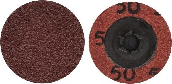 Merit Abrasives - 1-1/2" Disc Diam, 50 Grit, Aluminum Oxide Quick Change Disc - Type P Attaching System, Coated, Brown, 30,000 RPM, ALO Series - Industrial Tool & Supply