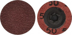 Merit Abrasives - 1-1/2" Disc Diam, 50 Grit, Aluminum Oxide Quick Change Disc - Type P Attaching System, Coated, Brown, 30,000 RPM, ALO Series - Industrial Tool & Supply