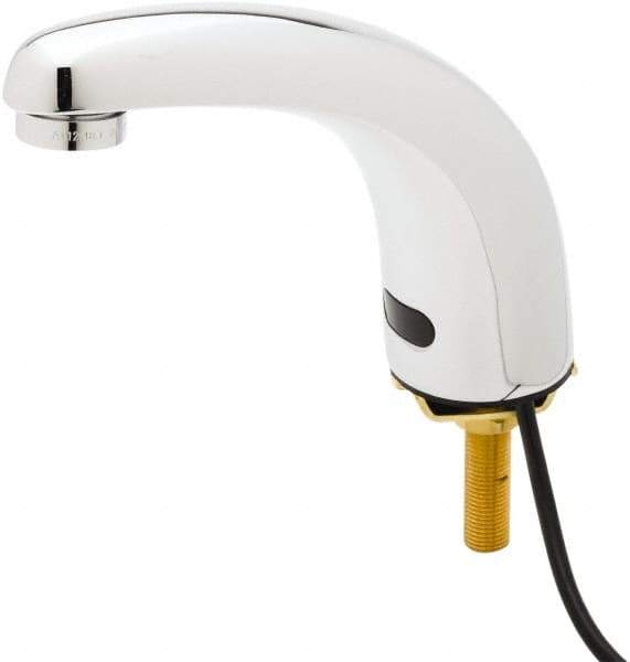 T&S Brass - Deck Mounted Single Hole Electronic User Adjustable Temperature Control Mixer Faucet - Powered by 120 Volt AC/DC, 5" Cast Spout, Single Hole Mounting Centers - Industrial Tool & Supply