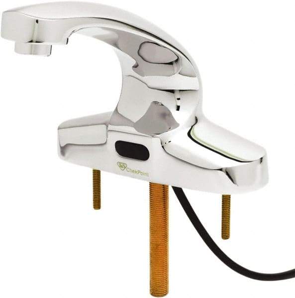 T&S Brass - Deck Plate Mounted Electronic User Adjustable Temperature Control Mixer Faucet - Powered by 120 Volt AC/DC, 5" Cast Spout, 4" Mounting Centers - Industrial Tool & Supply