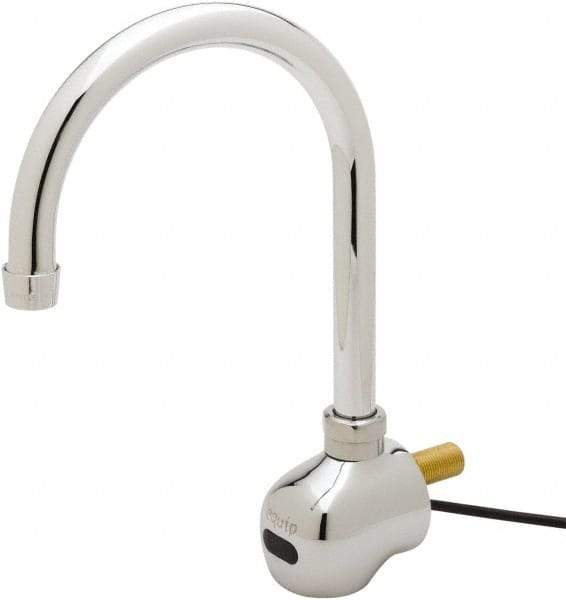 T&S Brass - Wall Mount Electronic User Adjustable Temperature Control Mixer Faucet - Powered by 120 Volt AC/DC, Gooseneck Spout, 6-3/8" Mounting Centers - Industrial Tool & Supply