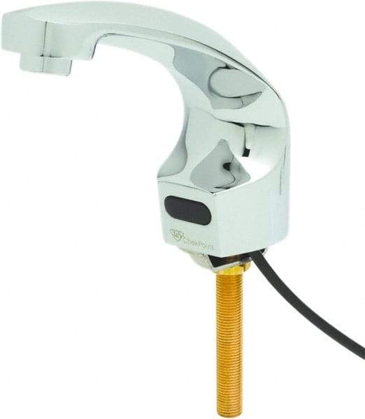 T&S Brass - Deck Plate Mounted Electronic User Adjustable Temperature Control Mixer Faucet - Powered by 120 Volt AC/DC, 5" Cast Spout, Single Hole Mounting Centers - Industrial Tool & Supply