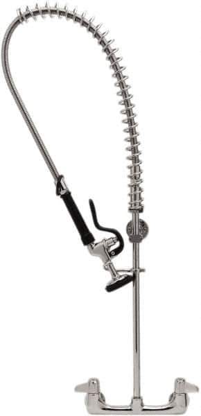 T&S Brass - Riser with Spring Guide, 2 Way Design, Wall Mount, Pre Rinse Faucet Assembly - Lever Handle - Industrial Tool & Supply