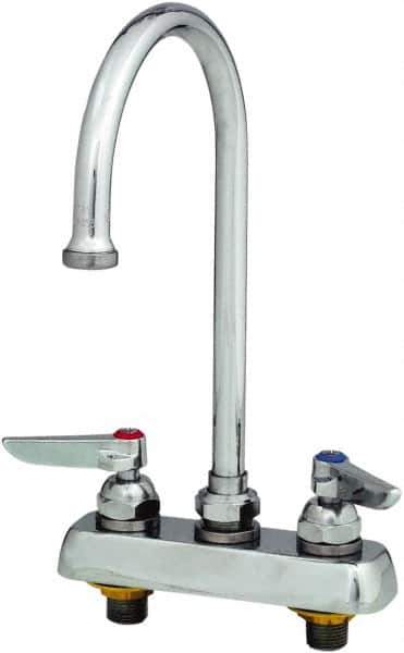 T&S Brass - Standard, 2 Way Design, Deck Mount, Workboard Deck Mount Faucet - 8-3/4 Inch Spout, Lever Handle - Industrial Tool & Supply