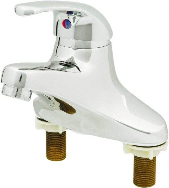 T&S Brass - Lever Handle, Deck Mounted Bathroom Faucet - One Handle, Pop Up Drain, Standard Spout - Industrial Tool & Supply