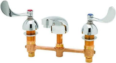 T&S Brass - Wrist Blade Handle, Deck Mounted Bathroom Faucet - Two Handle, No Drain, Standard Spout - Industrial Tool & Supply