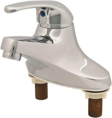 T&S Brass - Straight Handle, Deck Mounted Bathroom Faucet - One Handle, No Drain, Standard Spout - Industrial Tool & Supply