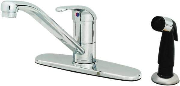 T&S Brass - Faucet Mount, Deck Plate Faucet with Spray - One Handle, Single Handle, High Spout, No Drain - Industrial Tool & Supply