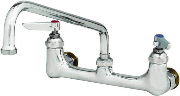 T&S Brass - Wall Mount, Kitchen Faucet without Spray - Swivel Base Faucet with Ceramic Cartridges, Lever Handle, Low Spout, No Drain - Industrial Tool & Supply