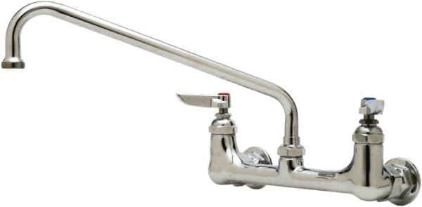 T&S Brass - Wall Mount, Kitchen Faucet without Spray - Swivel Base Faucet, Lever Handle, Low Spout, No Drain - Industrial Tool & Supply