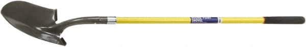 Ability One - 11" High x 8-7/8" Wide Round Steel Shovel - 48" Long Fiberglass Straight Handle - Industrial Tool & Supply
