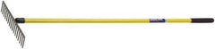 Ability One - Flat Rake with 62" Straight Fiberglass Handle - 16 Tines, 3" Tine Length - Industrial Tool & Supply