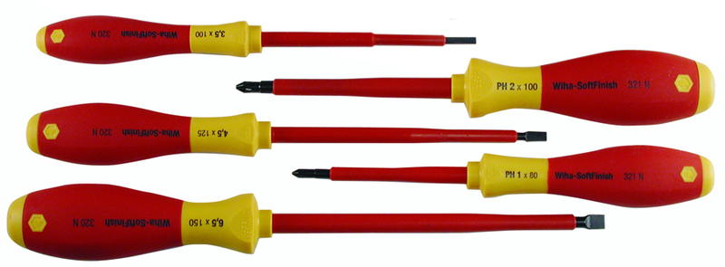 Insulated Slotted Screwdriver 3.0; 4.5; 6.5mm & Phillips # 1 & # 2. 5 Piece Set - Industrial Tool & Supply